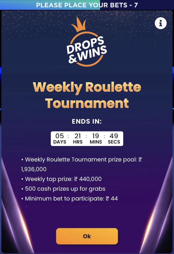 Live Casino Roulette Tournament Example