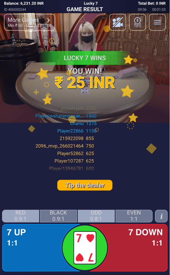 Lucky 7 Game Payout