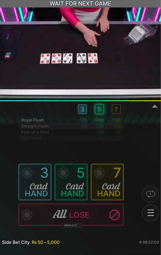 Side Bet City 5 Card Hand